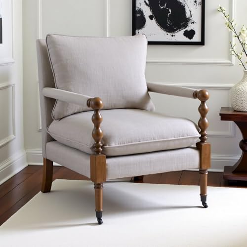 Sillón Beige Tapizado con Ruedas miniatura 5