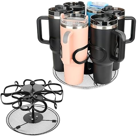 Aokelily Water Bottle Organizer for Stanley 30/40 oz Tumbler with Handle, Carbon Steel Frame Rotatable Holder Organizer for Stanley Cup Accessories, Kitchen Organizers and Storage (Black) Cover