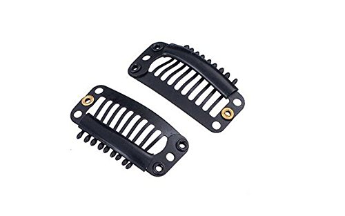 50 fermagli a scatto, per parrucche ed extension capelli, per donne e ragazze, mollette in metallo nero