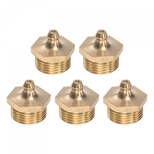 Image of uxcell Brass Straight Grease Fitting M20 x 1.5mm Thread Hydraulic Grease Fitting Accessories, 5Pcs