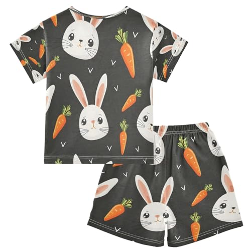 senya Short Sleeve Pajamas Sets Summer Cotton Sleepwear Face Rabbit Orange2