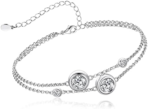 PANCEAN Moissanite Bracelet for Women 925 Sterling Silver 18K Gold Plated Dainty Link Bracelet Valentine's day Birthday Jewellery Gift for Women Girls Her