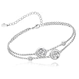 PANCEAN Moissanite Bracelet for Women 925 Sterling Silver 18K Gold Plated Dainty Link Bracelet Valen