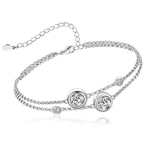 Pancean Moissanite Bracelet For Women 925 Sterling Silver 18K Gold Plated Dainty Link Bracelet Valentine's Day Birthday Jewellery Gift For Women Girls Her #TOP27