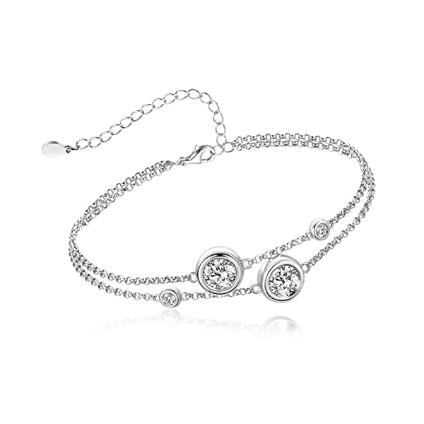 PANCEAN Moissanite Bracelet for Women 925 Sterling Silver 18K Gold Plated Dainty Link Bracelet Valentine’s day Birthday Jewellery Gift for Women Girls Her
