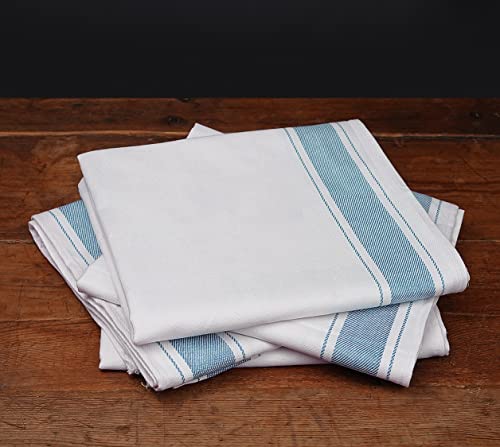 Zuperia Classic Kitchen Towels - 32 Pack - 15" X 26" - 100% Cotton Kitchen Dish Towels - Reusable Cleaning Cloths - Blue Tea Towels - Washable Hand Towels & Dish Towel (Green Striped) #TOP1