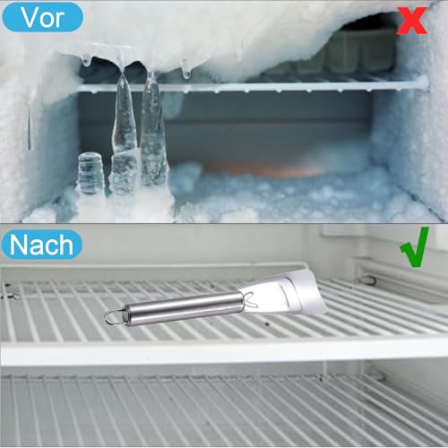 4 Stück Eiskratzer, Edelstahl Kühlschrank Ice Scraper Gefrierschrank, Multifunktionale Eisschaufel, Hochwertige Eisschaber zur Schnellen Eisentfernung, Ideal für Gefrierfach und Kühlschrank