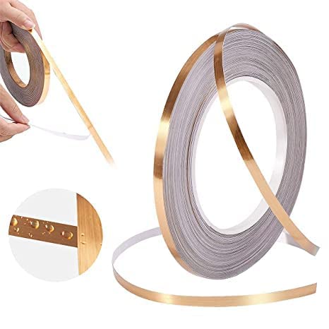 NAVA PAVA Home Tile Sticker Waterproof Gap Sealing Tape Strip Self-Adhesive Decoration Tape for Floor Tiles and Wall Decor Tape (0.5cm x 50m) Golden