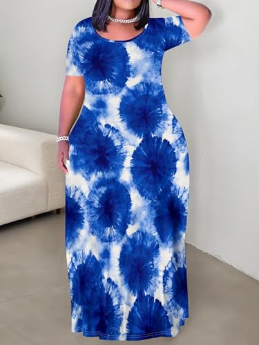 Image of Plus Size Maxi Dresses for Curvy Women T-Shirt Summer Sun Dresses Loose Fit