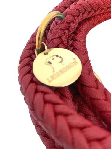 Leisegrün Paracord Hundeleine 2m | Handgefertigte Leine 3-Fach verstellbar | Handmade für kleine und mittelgroße Hunde (Ruby, 2 m) | Farbe: Rot