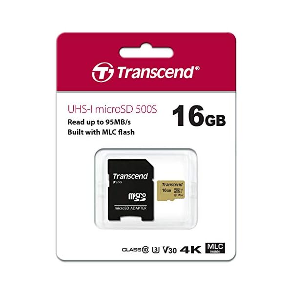 Transcend Ultra-Highspeed 16GB micro SDXC/SDHC Speicherkarte (für Action-Cams / Dashcams und Drohnen) / 4K, U3, V30, UHS-I – TS16GUSD500S – Bild 4