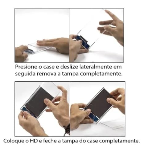 Case para HD transparente, Usb 3.0, transmissão 6gbps, Sata 2.5