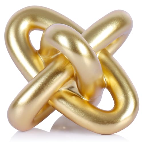 Escultura Decorativa Nudo Dorado Geométrico Moderna miniatura 1