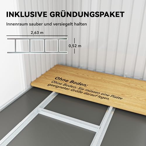 Outsunny Metall Gerätehaus 6,3m³ 280x130x172cm Geräteschuppen mit Pultdach Schiebetür wetterfest Gartenhaus Outdoor Garten Schuppen Schrank für Hinterhof Außenbereich Anthrazit, Hellgrün