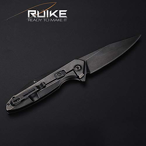 Ruike Tactical Folding Knife Small Pocket Knife With Clip Edc Camping Fishing Hiking Knives Frame Lock 14C28N Steel Black Outdoor Indoor Work Utility Knife Tool Men Women Blet P128-Sb #TOP6