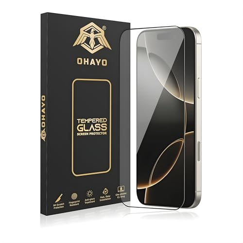 Image of OHAYO Tempered Glass Screen Protector Compatible with iPhone 16 Pro - 9H Hardness, Anti-Scratch, HD Clear, Bubble-Free Installation, Case Friendly, Fingerprint Resistant