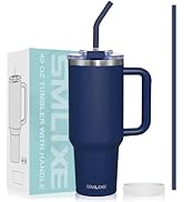 Sipx - Vaso Aislado Con Tapa Y Popote, 40 Onzas. Vaso Con Asa Que Mantiene El Frío 12 Horas