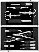 ZWILLING Manicure Set (12 piece, complete set for comprehensive nail care and pedicure, genuine leather frame case), Premium, Black