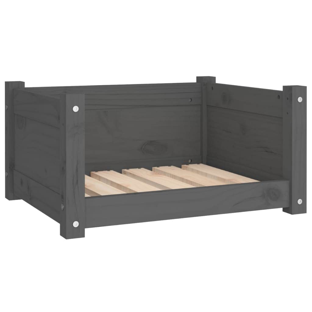vidaXL Cama para Perros Madera Maciza de Pino Gris 55,5x45,5x28 cm Mascotas