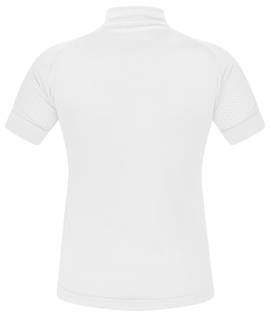 Equinate Maglia funzionale da donna Lunari, leggera, a maniche corte, con colletto alto e maniche a rete, traspirante, elastica e ad asciugatura rapida, per equitazione e allenamento