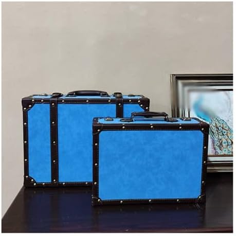 Amazon.com: GYMEIJYG - Maleta vintage de poliuretano, maleta de viaje con  cerradura de estilo antiguo con correas, caja decorativa de gran capacidad  (color: azul, tamaño: 13.4 x 9.4 x 4.3 in) :