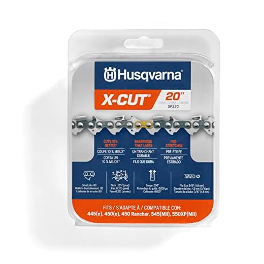 Husqvarna 581643604 X-Cut SP33G 20" Chainsaw Chain, 050 GA 80 Drive Links, Grey