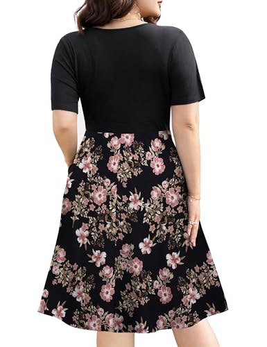 Image of Ahlaray Plus Size Faux Wrap Dress for Curvy Women with Pockets | Flattering faux wrap V-neck with soft stretch fabric and pockets for work, weddings and everyday comfort.