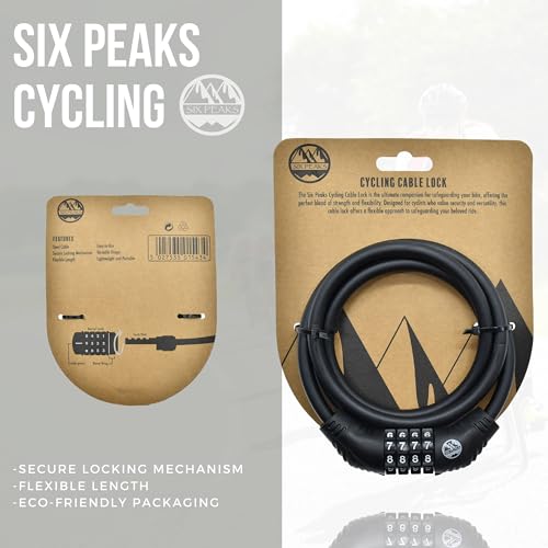 Six Peaks Cycling Cable Security Lock for Bike Scooter, Gates, Signs, 1.8m Flexible Steel, 4-Dial Combination - Image 3