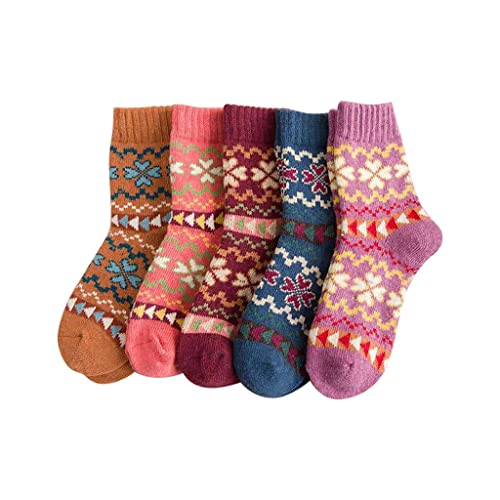 Genérico Calcetín de cinco pares para mujer casual invierno cálido grueso de lana colorida de punto suave universal para hombre y mujer, b, Talla única