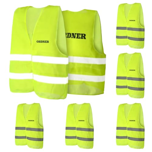 jiawaggag Warnweste mit aufdruck ordner warnwesten ordner westen gelb sicherheitsweste ordner Signalweste Reflektionsstreifen XL (5, Fluoreszierendes Gelb)