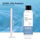 Morovan Poly Gel Slip Solution Kit: 4oz Slip Solution Liquid for Poly Gel Nails Dual-Ended Brush Pusher for Beginner