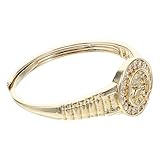 Toyvian Anello Orologio Regolabile da Donna Oro Orologio al Quarzo Mini Anello da Dito Vintage Gioielli Movimento ad Alta Precisione per Uso Quotidiano e Feste