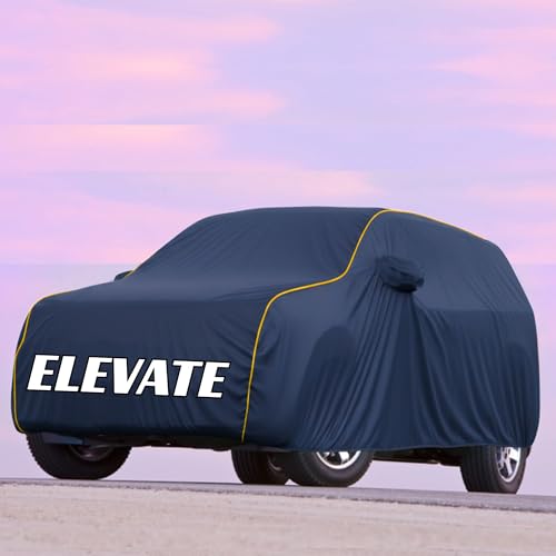 Image of Kayme UltraShield All Weather Premium Elevate Car Cover 6-Layer Waterproof Fabric, UV & Heat Reflective - Rain, Sun & Dust & Bird‐Dropping Resistant, Indoor /Outdoor Full Body Protection - Blue