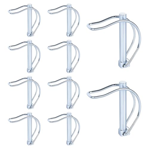 10 Pièces Goupille de Verrouillage Forme D, Goupilles Clips, Goupille Securite en Acier au Carbone Galvanisé pour Ferme, Pelouse, Jardin, Remorques, Camions, Tracteurs, Bennes, Basculantes