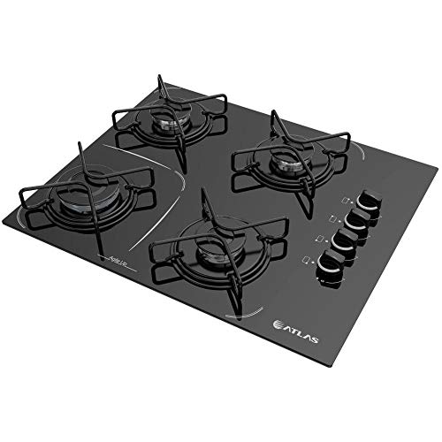 Cooktop 4 bocas Atlas Agile Up Glass Preto com Acendimento Superautomático - Bivolt