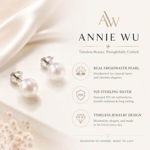 Freshwater Pearl Stud Earrings for Women 925 Sterling Silver 7mm Gift - image 7