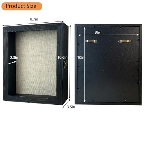 Image of Black Shadow Box Frame 8x10 Shadow Boxes 2.6 inch Interior Depth Memorial Shadow Box Display Case with Linen Back for Handicrafts,Flowers, Picture Frames, Medals, Coins, Pins Collection and More
