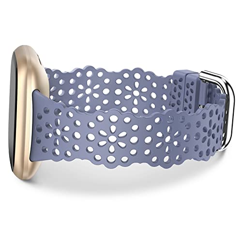 TOYOUTHS Lace Silicone Compatible with Fitbit Versa 3 & Sense / Versa 4 & Sense 2