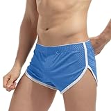 AIMPACT Men's Split Side Short Sexy Breathable Large Split Sides Mesh Athletic Short Shorts for men（SkyBlue M）