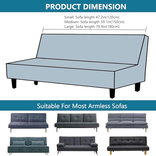 Housse de futon imperméable grand canapé-lit extensible noir - 7