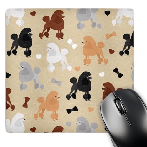 3dRose Oodles of Poodles Mixed Coats Pattern Tan Mousepad