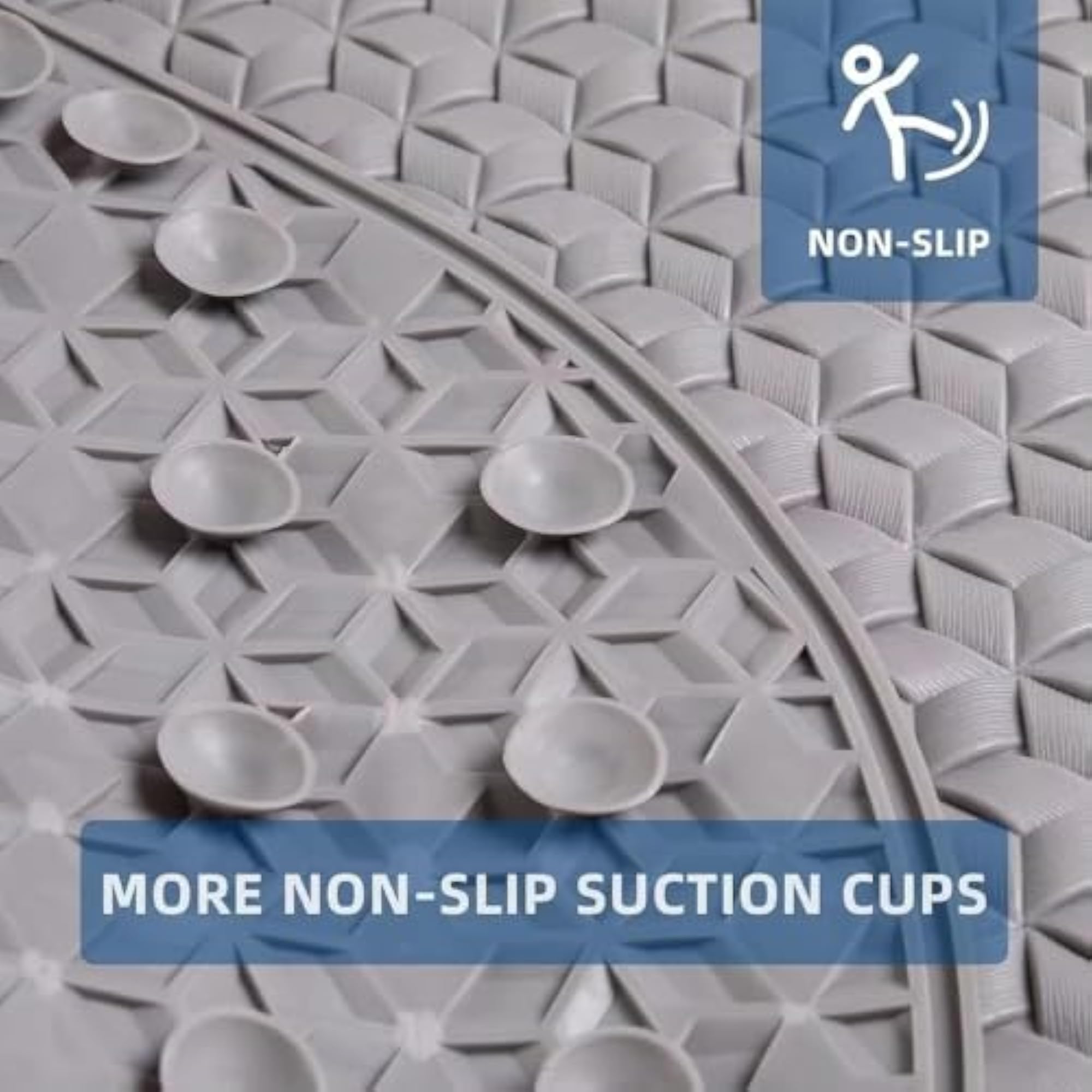 Anti Slip Oval Bath Mat with Suction Cups, Multi Colour