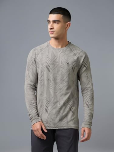 Image of TECHNOSPORT Men's Slim Fit Crew Neck Full Sleeve All Over Printed T-Shirt with Technocool+, UPF50+ for Gym, Sports & Regular Use