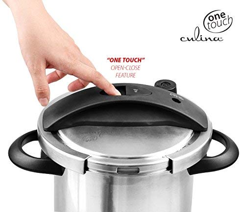 Culina One-Touch Pressure Cooker. Stovetop, 6 Qt. Stainless Steel With Steamer Basket #TOP5