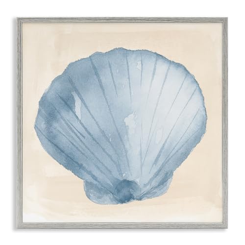 Sea Life Clamshell Nautical Beach, 12 x 12 Inch Framed Giclée Print
