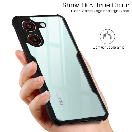 Image of Jkobi Hybrid Back Cover Case for Redmi Turbo 5 (Shockproof with Polycarbonate Clear Panel | Professional Black)