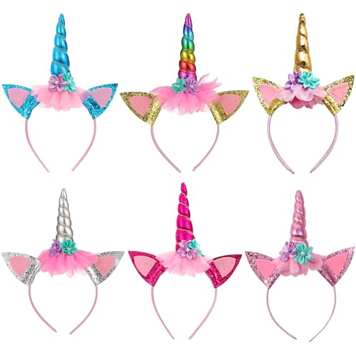 Jiahuade 6 Stück Einhorn Horn Haarreif Einhorn Stirnband Horn Stirnband Haarband Head Accessoires Party Dekoration für Ostern Geburtstag Party Karneval