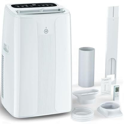 Foto di Condizionatore Portatile 14000 BTU con Deumidificatore 4 in 1, Ventilatore di Raffreddamento a 2 Velocità, Display Digitale e Telecomando, Kit Finestra, Timer 24 Ore Per Stanze Fino a 32 m²