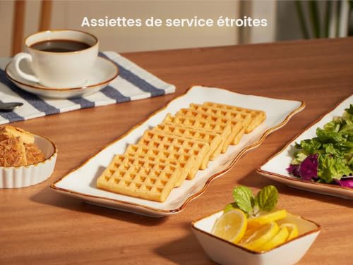 Plateaux de service rectangulaires ONEMORE en céramique blanche de 38 cm - 3