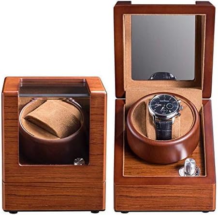 FENOKD Mechanical Watch Shaker Wooden Single Automatic Watch Winder Box, Silent Motor and Flannel Watch Pillow, 5 Roating Mode, 2 Charge Mode